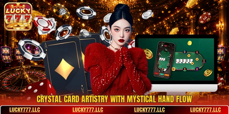 Crystal card artistry with mystical hand flow Crystal card artistry with mystical hand flow