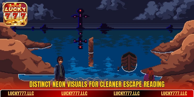 Distinct neon visuals for cleaner escape reading