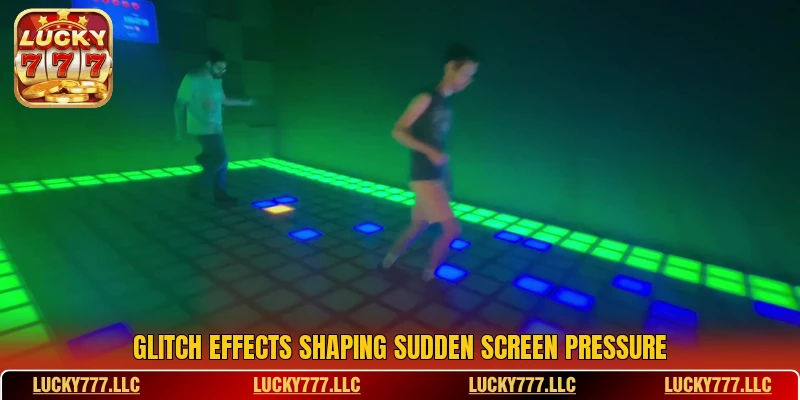 Glitch effects shaping sudden screen pressure