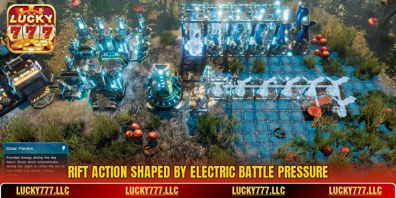 Rift action shaped by electric battle pressure